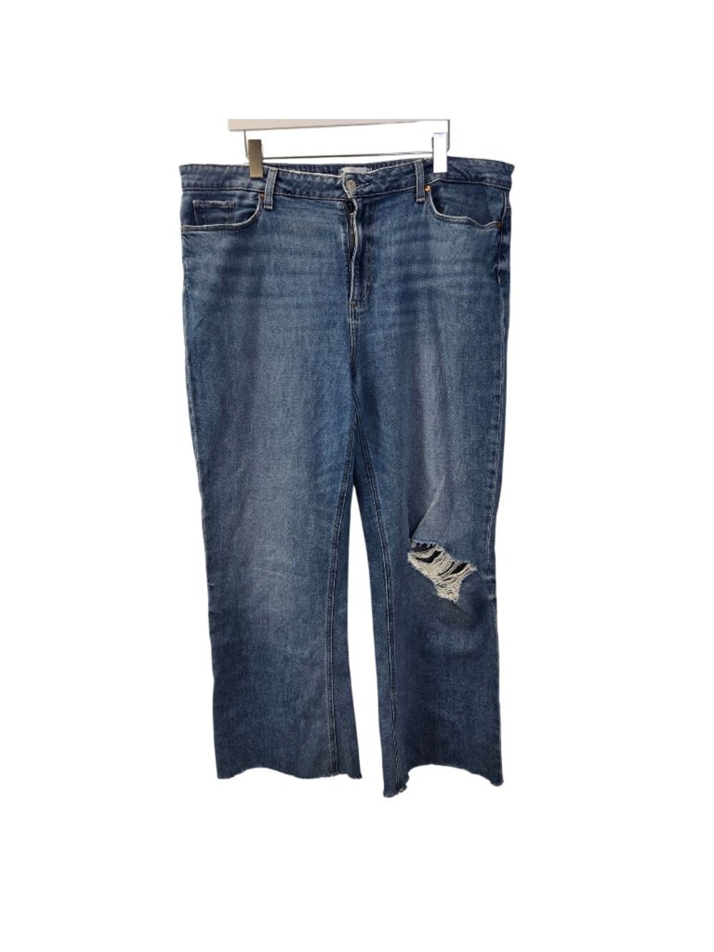 Paige Leenah Rock On Destructed Distressed Wide Leg Jeans Size 34